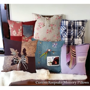 Keepsake Memory Pillow Made From Loved One's Clothing, Custom Memorial Shirt Pillow, Special Christmas,  Anniversary, or Bereavement Gift