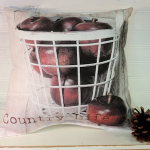 Country Life Cesto di mele Cuscino country, Decor a tema mela, Decor raccolto autunnale