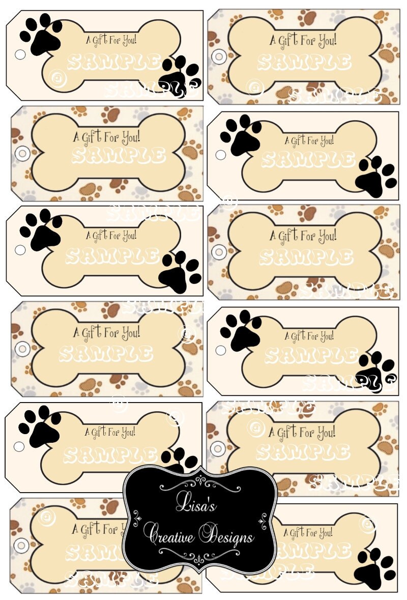 Printable Paw Print Dog Bone Gift Tags, Dog Lover Gift Tags, Digital Download, Paw Print Gift Tags, Dog Gift Tags, Dog Themed Party Decor - Etsy