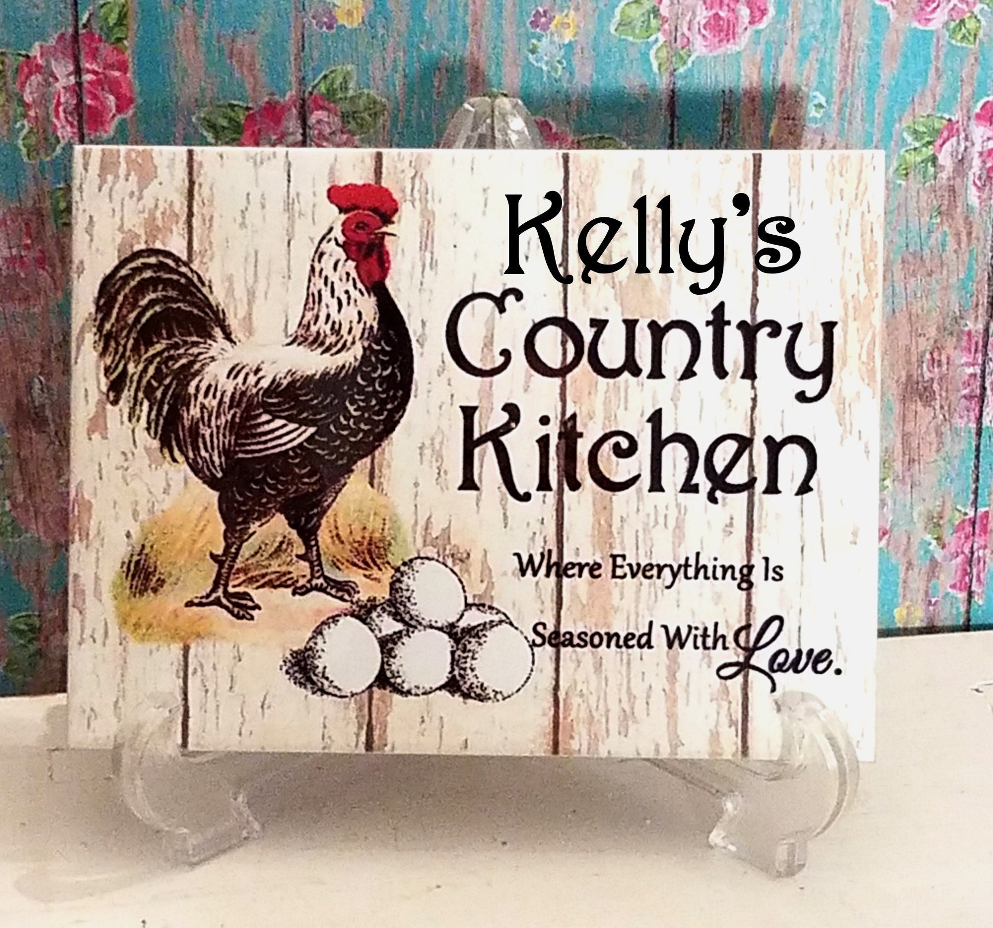 Personalized Country Rooster Kitchen Towel and Pot Holder Gift Set