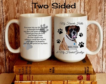 Gepersonaliseerde Pet Photo Memorial Coffee Mug Cup | Pootafdrukken op mijn hart | Hond of kat verlies sterfgeval cadeau mok, kerstcadeau