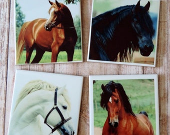 Keramik-Pferdeuntersetzer, Schönes Pferdefoto-Untersetzer-Set, benutzerdefinierte Fliesen