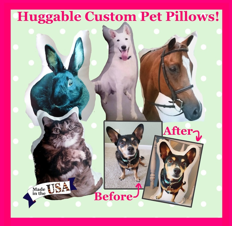Huggable Pet Photo Pillow 1 or 2 Sided Personalized Custom Etsy