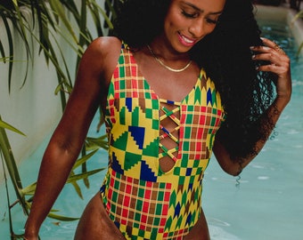 Maillot de bain Afroaxe Lueji imprimé, imprimé africain, mode de plage, mode de plage brésilienne, maillot de bain, maillot de bain