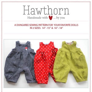 Hawthorn Dungarees Doll Clothing Pattern by Meadowfinch image 1