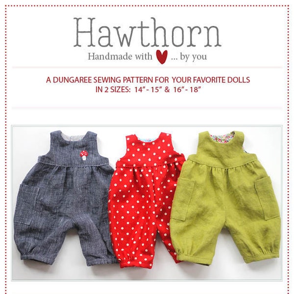 Hawthorn Dungarees Doll Clothing Pattern by Meadowfinch