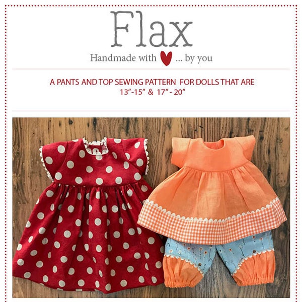 Flax Doll Clothing Pattern by Meadowfinch - in 2 sizes