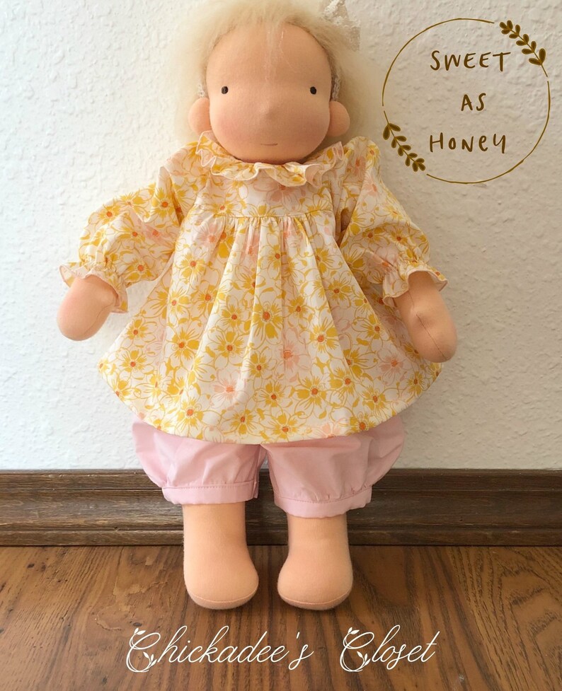 Sweet as Honey a dress and blouse sewing pattern for dolls 14 16 tall 35cm 45cm tall PDF image 2