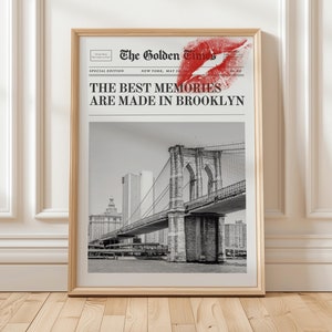 Brooklyn Wall Art Brooklyn Print Y2K Poster Zeitung Broolyng Skyline City Prints New York Art Travel Magazine Cover Preppy Funky Stadtbild