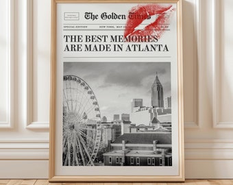 Atlanta Wall Art Print Atlanta Poster Y2K Newspaper ATL Poster Georgia maximalist Magazine Trendy desert preppy vintage minimalist gift red