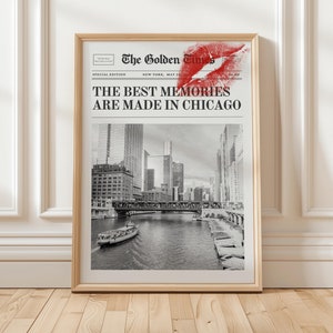 Chicago Wall Art Chicago Plakat Gazeta Wydruk Y2K kokietka vintage maksymalista Magazyn Modny pustynia preppy vintage minimalistyczny prezent podróż