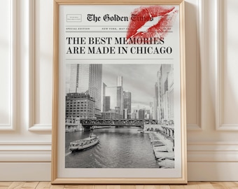 Chicago Wall Art Chicago Poster Newspaper Print Y2K coquette vintage maximalist Magazine Trendy desert preppy vintage minimalist gift travel