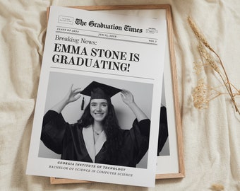 Custom Graduation Print | Newspaper Graduating Gift | Custom Graduation Portrait | Graduate Printable | University | personalized gifts