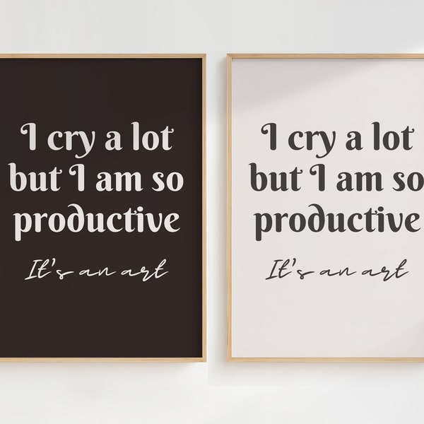 I can do it with a broken heart wall art set of 2 | I cry a lot but i am so productive poster Tortured Poets Poster  TTPD Print Taylor Swift