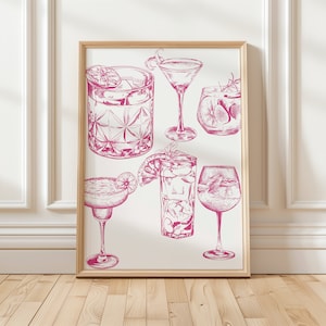 Bar Sign Poster Cocktail Poster Martini Wall Art Aesthetic Printable Art Drins Bar Art Print Vintage Alcohol Liquor Poster Tini Time drink