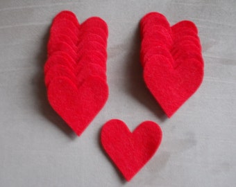 Red Felt Die Cut Hearts, Set of 120, Valentine's Day Hearts, Valentine Decorations, Scrapbooking Hearts, DIY Crafts