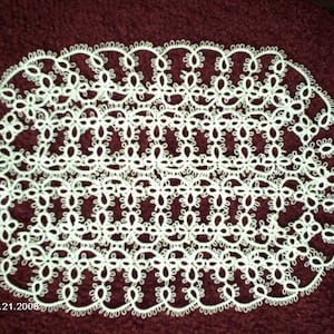 Tatting - White Oval Tatted Centerpiece Doily, Centerpiece, Mother&#39;s Day Gift