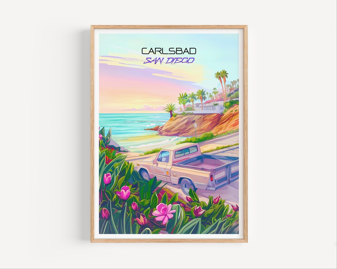 Carlsbad Surf Poster, California Poppy Art, San Diego, Travel Poster ...