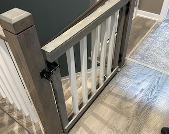 Modern wooden baby/pet gate. Customizable size for every entryway.  Hardware included!