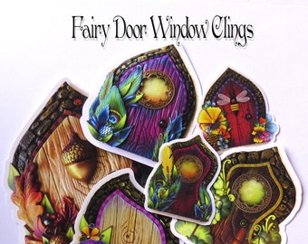 WINDOW CLINGS  Fairy Doors, Static Cling Original Artwork