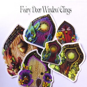 WINDOW CLINGS Fairy Doors, Static Cling Original Artwork image 1