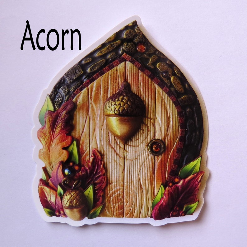 WINDOW CLINGS Fairy Doors, Static Cling Original Artwork Acorn 4"