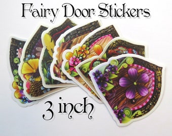 3" STICKERS Fairy Door, Pixie Portal Vinyl Sticker Original Artwork