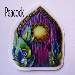 WINDOW CLINGS Fairy Doors, Static Cling Original Artwork Peacock 3"