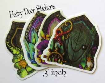 3" STICKERS Fairy Door, Pixie Portal Vinyl Sticker Original Artwork