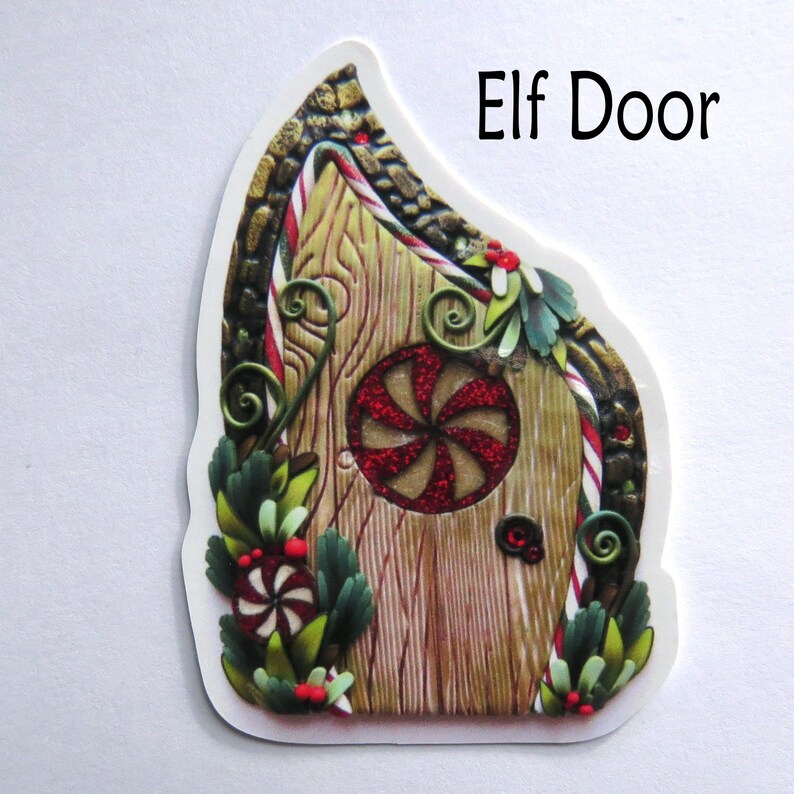 WINDOW CLINGS Fairy Doors, Static Cling Original Artwork Elf Door 3"