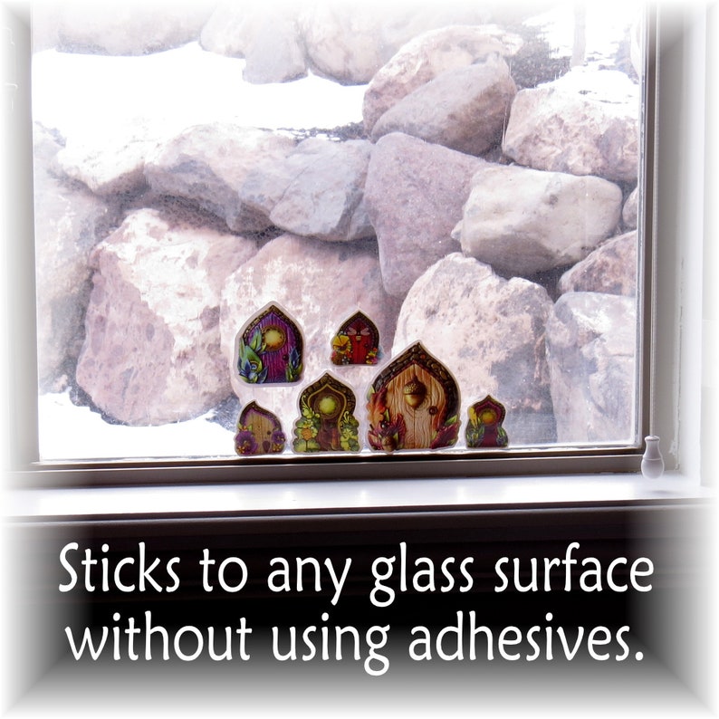 WINDOW CLINGS Fairy Doors, Static Cling Original Artwork image 2