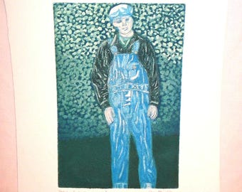 Limitierte Auflage Radierung: Ungerahmter Kunstdruck Titel Grandpa