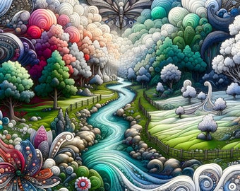 Magical Nature Wilderness Landscape Fantasy Surreal Digital Download of AI Printable Art