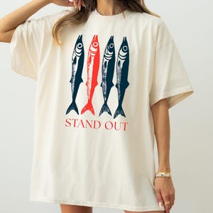 Comfort Colors® Sardines Tin Fish Shirt, Stand Out Oversized Trendy Tinned Fish Shirt, Amalfi  Summer Coastal Fisherman Aesthetic Fish Lover