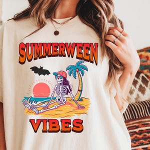 Summerween Comfort Colors® Shirt, summerween vibes, Summer-ween Tshirt, Spooky Summer Tee, Summer Skeleton, Summer Halloween, Retro Summer