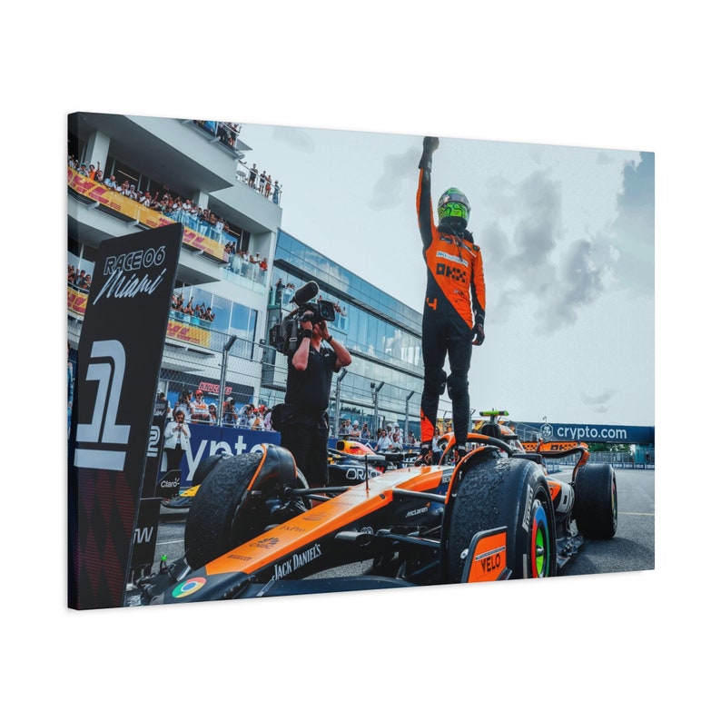 Lando NORRIS F1 WIN Miami 2024 / F1 Canvas / Formula One Motorsport Canvas / Gift for F1 Fans / F1 Wall Art image 1