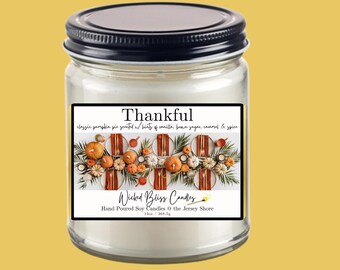 Pumpkin Pie Scented Soy Candle: Thanksgiving Fall Candle
