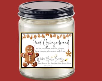 Iced Gingerbread Scented Candle, Holiday Soy Wax Candle