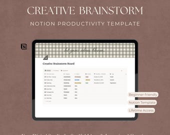 Creative Brainstorm Notion Template: Idea Hub for Small Business (Digital Download)