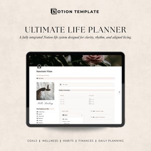 Ultimate Notion Life Planner | All-in-One Life System Dashboard | Second Brain, Goals, Wellness, Finance & Habits | Digital Notion Template