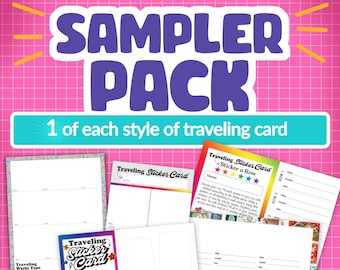 Traveling Postcard SAMPLER (Pack of 5), Sticker Postcard, Washi Tape Postcard, TPC, Sticker Club, Traveling Mail, Snail Mail, Postcards,