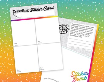 Traveling Postcard (PACK OF 5), 4-spots, TPC, Traveling Sticker Card, Sticker Collecting, Happy mail, Pen Pal, Traveling Postcard,