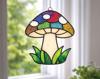 Stained Glass Mushroom Pattern: Intermediate Mushroom Design (Digital Download) Mosaic