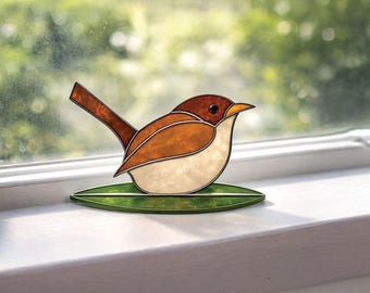 Stained Glass Carolina Wren Pattern: Beginner Bird Design (Digital Download)