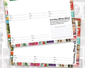 Traveling Stamp Postcard – Printable 5x7 Postcard Template (DIGITAL DOWNLOAD) Happy Mail for Stamp Collectors PDF