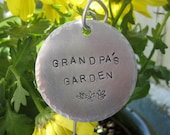 Extra Large hand stamped garden herb marker 2 quot round