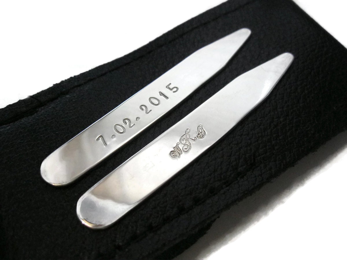 Sterling Silver collar stays collar stiffener with leather Etsy