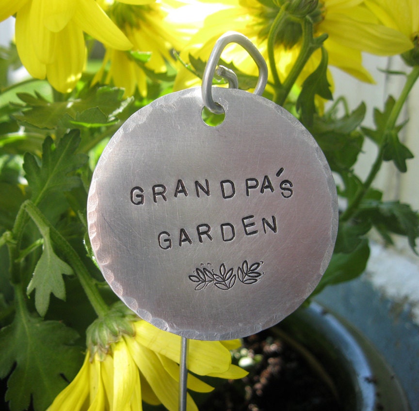 Extra Large hand stamped garden / herb marker .. 2" round