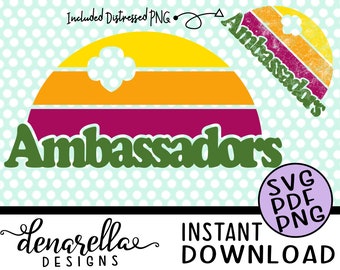 Girl Scout Ambassadors Vintage Sunset Distressed | SVG PNG PDF |  Instant Download - Girl scouts Ambassador, Girl scout leader, trefoil