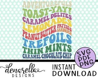 Girl Scout Groovy Wave Cookie Flavors ABC |SVG PNG | Instant Download  Girl scouts, girl scout svg, girl scout cookies, girl scout troop